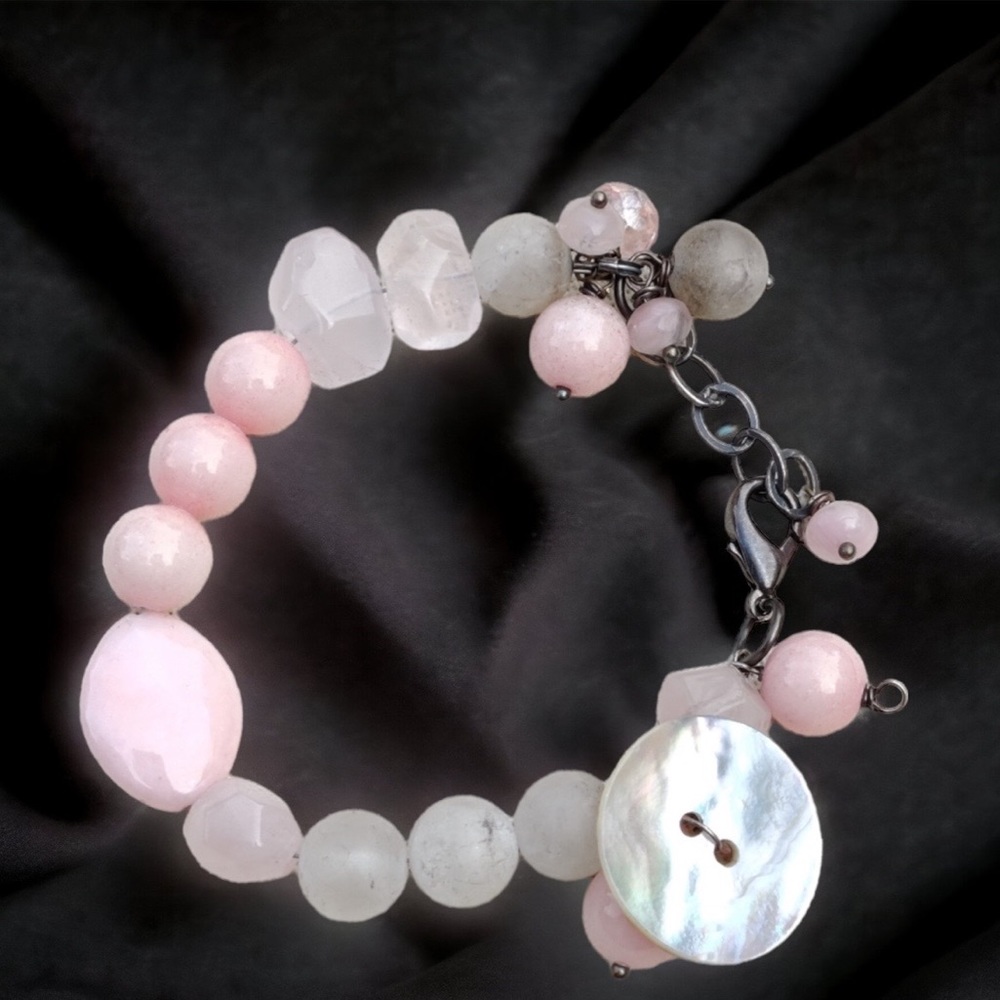 Pink jade & rose quartz healing bracelet